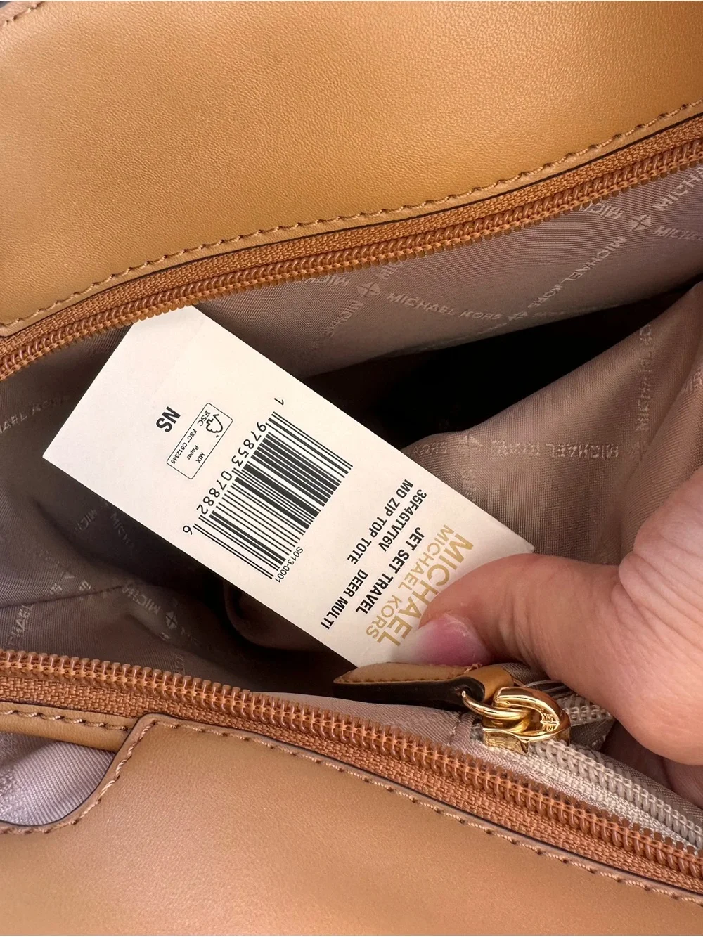 Michael Kors Two-Tone MK Signature Tote - Cognac & Vanilla Jet Set tote - Picture 12 of 14
